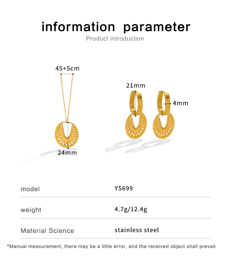 8g Weight Earrings, Necklace Classification Earrings + Necklace Quantity Wholesale Jewelry Elegant Flower Titanium Steel Plating Earrings Necklace