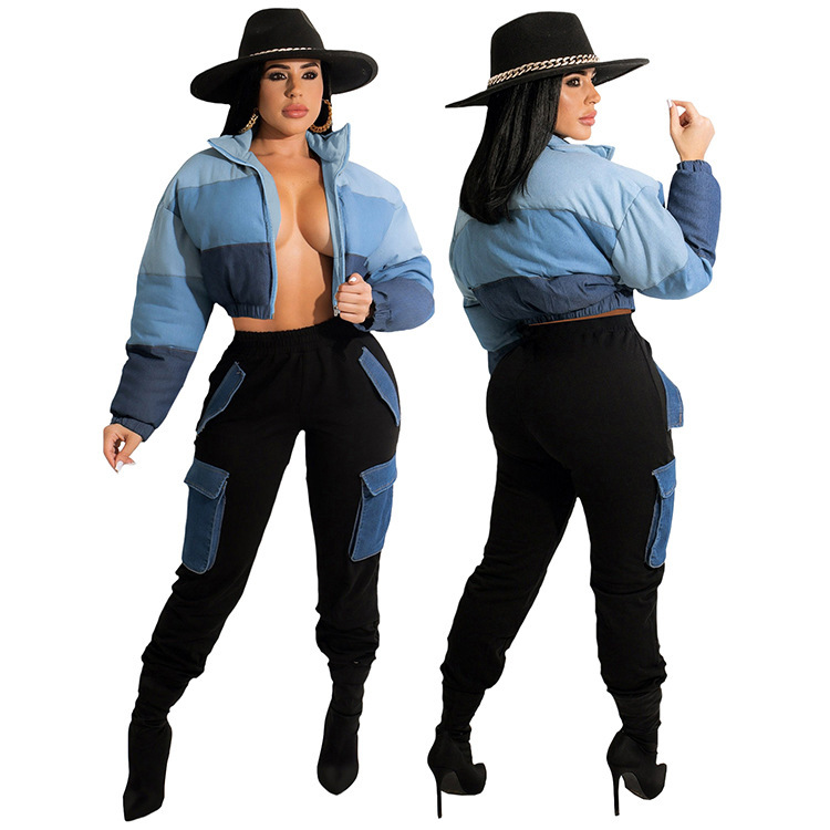 Ropa de mujer Mono vaquero de cintura alta con bolsillos grandes y estilo urbano para mujer_voghion.com