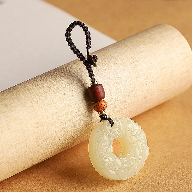 비취 핑 버클 픽시우 키 체인 행운의 운송업자 자동차 펜던트 남성과 여성을위한 고급 절묘한 휴대 전화 펜던트