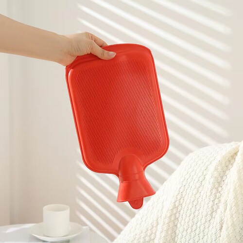 Rubber hot water bag, traditional warm stomach heat pad, large size, water filling, thickened, anti-explosion, anti-scald, plush warm water bag