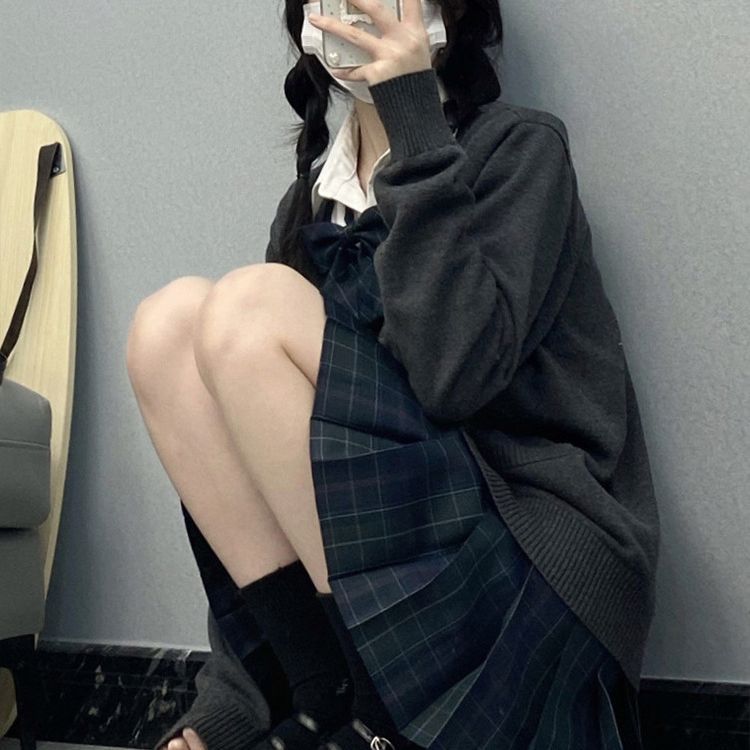 일본 대학 스타일 기본 카디건 긴팔 스웨터 코트 여학생 교복 JK 유니폼 올매치
