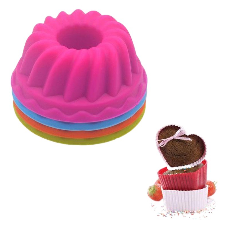 Nuevo tamaño pequeño Qi Feng hornear molde de pastel de silicona calabaza muffin taza pudín taza molde de silicona en stock al por mayor