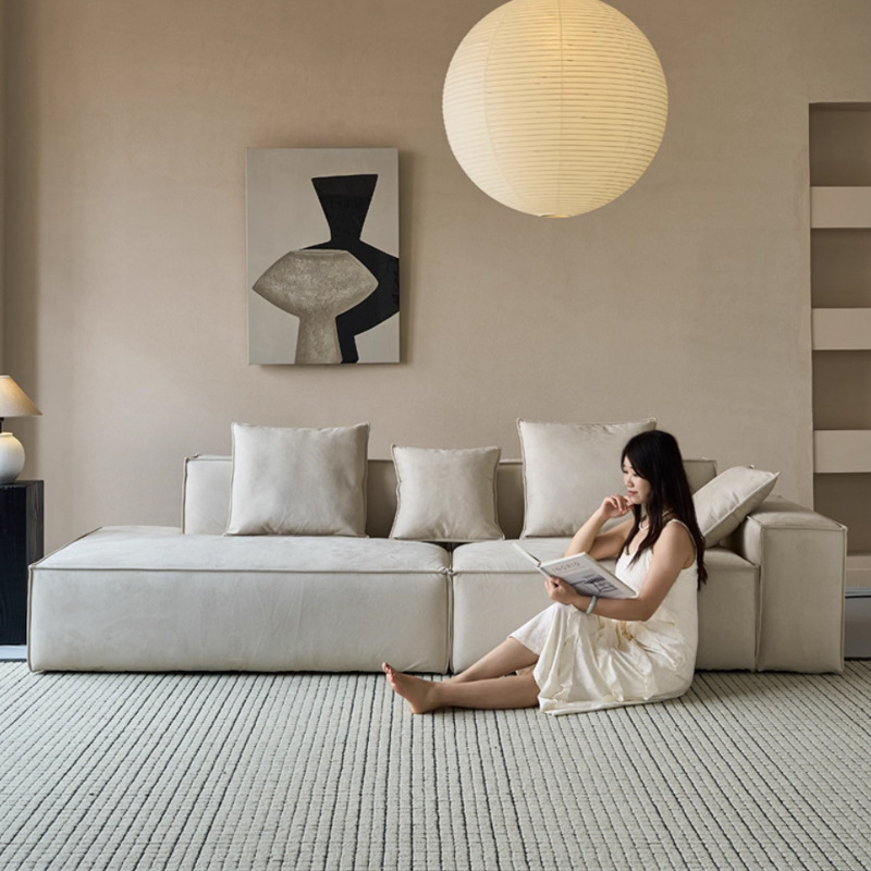 Single Armrest Tofu Block Sofa Caesar Martha Frosted Fabric Island Sofa Small Apartment Winnie Sofa Anti-Cat Scratch