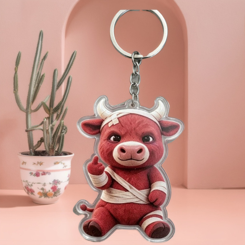 2026 Cross-Border Abstract What Are You so Proud About? Hurt Little Red Bull Acrylic Keychain Student Backpack Fun 2026 Cross-Border Abstract What Are You so Proud About? Hurt Little Red Bull Acrylic Keychain Student Backpack Fun