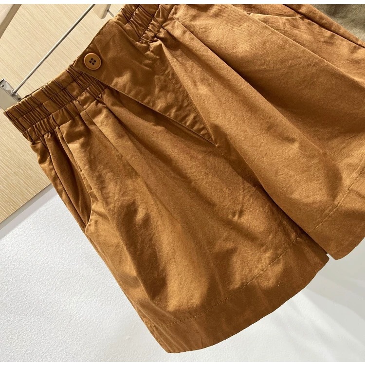 High Waist A-Line Pure Cotton Shorts For Women, Loose Fit Wide Leg Casual Summer Shorts With Tummy Control_ecoleips.com