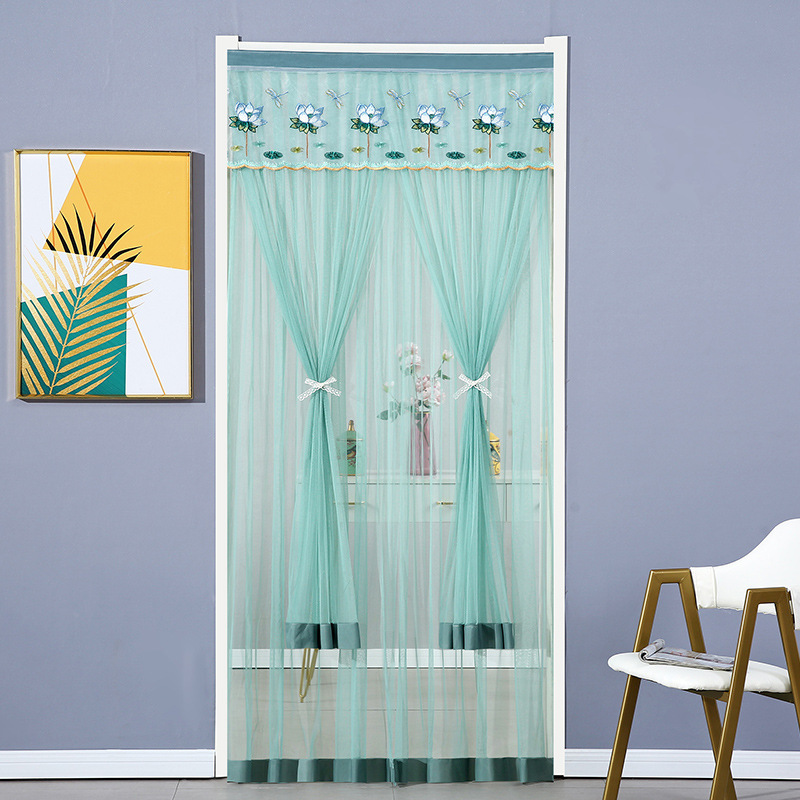 Punch-free Installation Double-layer Yarn Door Curtain Summer Anti-mosquito Door Curtain Bedroom Partition Curtain Entrance Decorative Door Curtain Feeding Rod