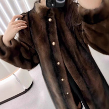 貂皮大衣海宁进口女真貂整貂母貂紫标中长水貂皮草年轻中长款外套