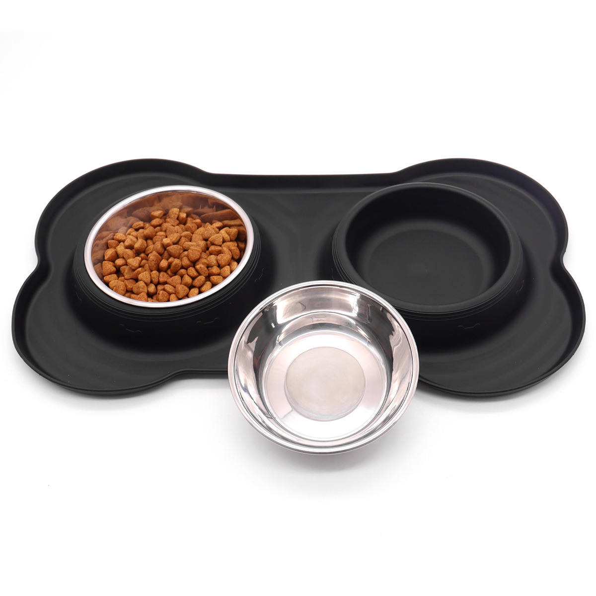 Tazón para perros Tazón para perros Anti-volcado Tazón de arroz para perros de acero inoxidable Tazón doble Tazón para comida para perros 2 Tazón para beber Tazón para mascotas al por mayor