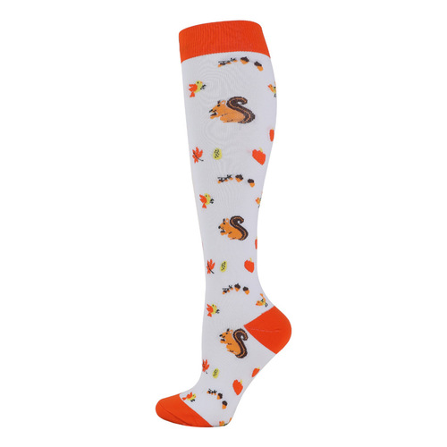 Euro-American cross-border outdoor sports compression socks for men and women, colorful running elastic crew socks, cycling pressure socks