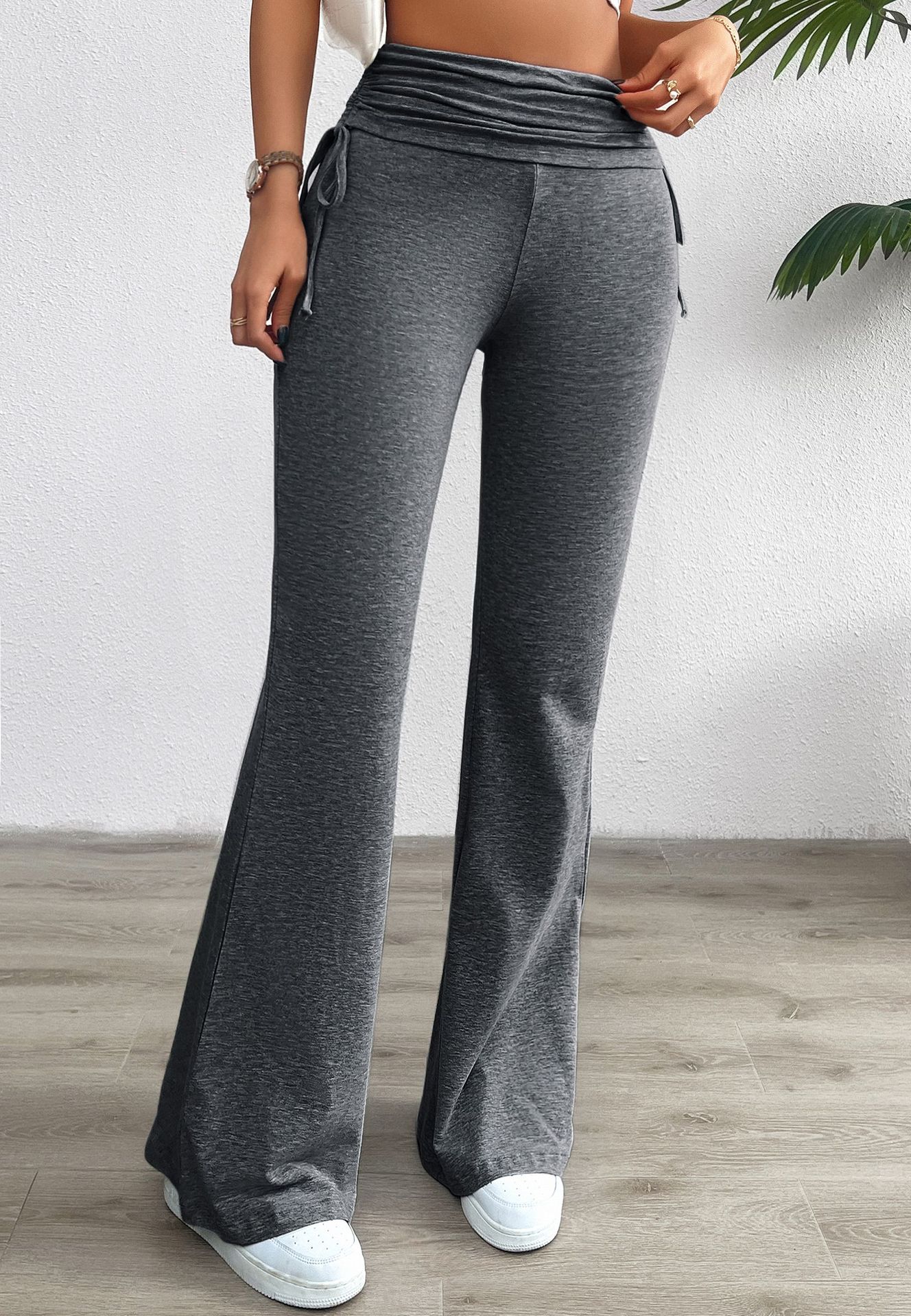 Diyun estación independiente transfronteriza de comercio exterior de Europa y Estados Unidos ropa de mujer otoño e invierno 2025 cómodo ocio de color sólido delgado pantalones de pulpa image 8