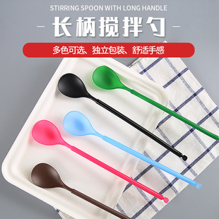 Fruit Tea Spoon, Disposable Individually Packaged Dessert Long-Handled Spoon, Grass Jelly Stirring Spoon, Food-Grade Long-Handled Spoon
