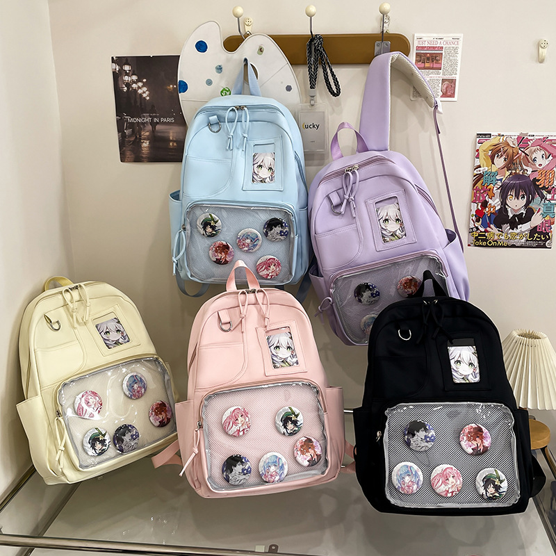 Nuevo estilo japonés en la mochila de estilo universitario bolsas escolares de estudiantes de secundaria de alto valor visual de dibujos animados transparentes lindas mochilas