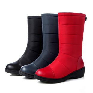 Cross-Border New Autumn and Winter Women's Boots down Thickeneded Fleece-Lined Warm Mid-Calf Snow Boots Large Size 40-44 Export Boots