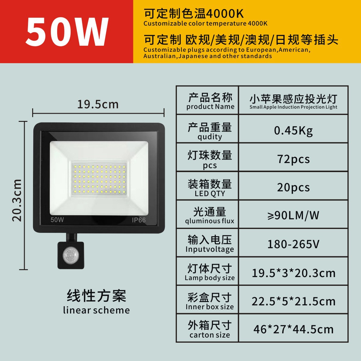 Transfronterizo Apple inducción lámpara de proyección al aire libre impermeable patio iluminación de pasillo infrarroja inducción del cuerpo humano led lámpara de proyección