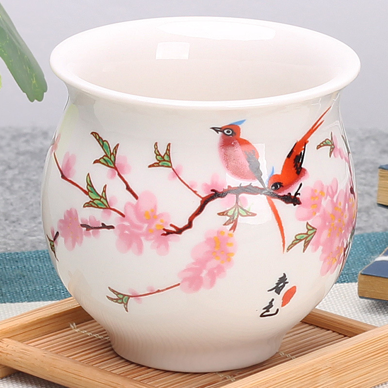 단일 찻잔 - 이중층 물점 복숭아 꽃