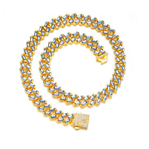 European and American Hip-Hop Hip-Hop Jewelry 13mm Diamond Inlaid Fashion Cuban Link Couple's Sweater Chain Pendant Accessory Wholesale