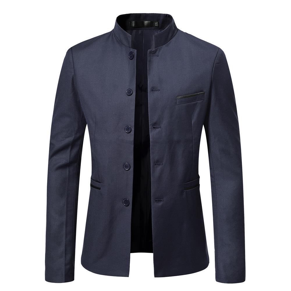 Slim Fit Blazer With Stand Collar For Men Autumn And Spring_voghion.com