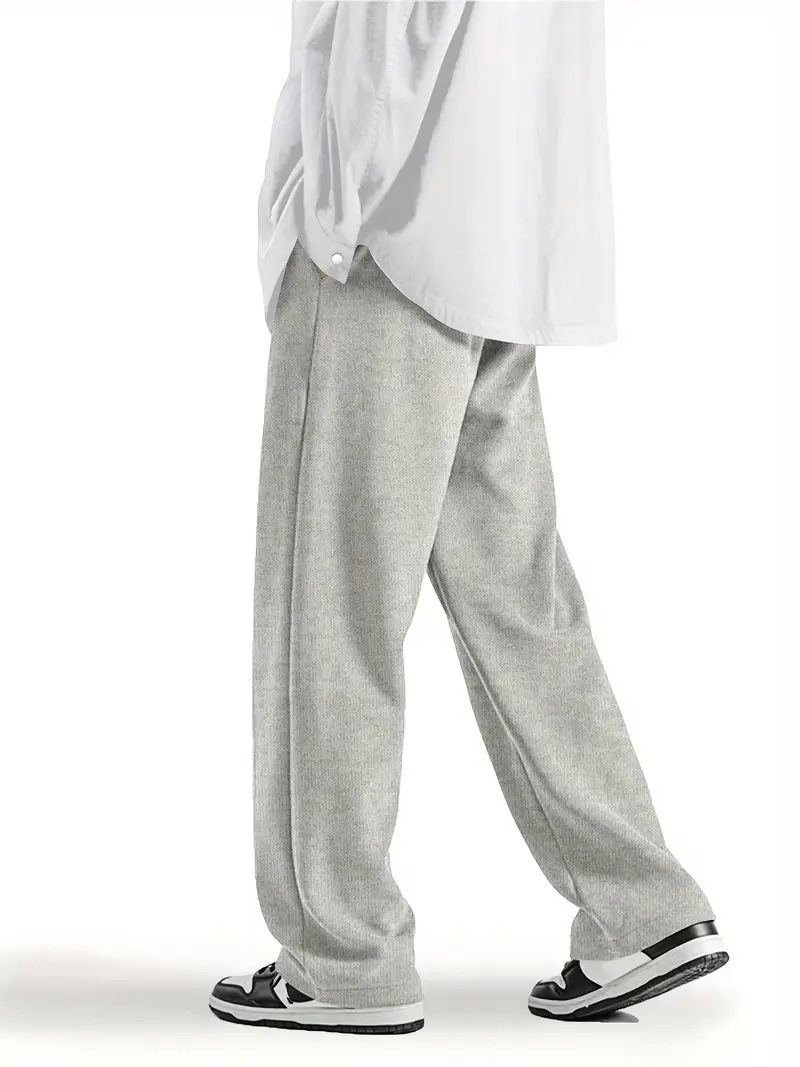 ​Men's Straight-Leg Pants – Vintage-Inspired Polyester Trousers With Adjustable Drawstring (Unisex Streetwear Style)​_viptrois.com
