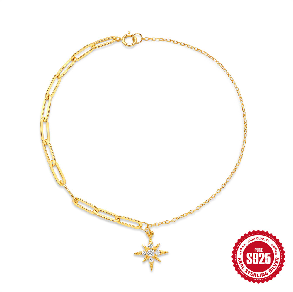 Moda europea y americana transfronteriza s925 cadena de clip de plata esterlina ocho estrellas colgante de diamantes pulsera de personalidad de todo fósforo