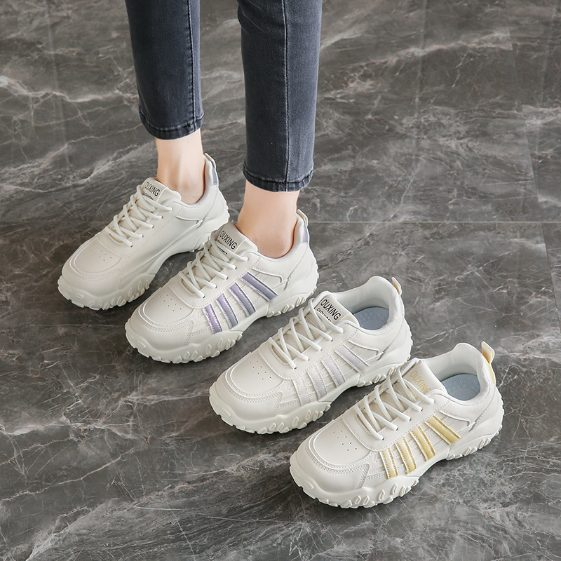 Factory Wholesale White Moral Training Shoes for Women 2025 New Autumn Versatile Flat-Soled Front Lace-Up Lightweight and Comfortable Sports Sneakers