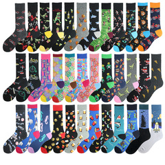 Hot foreign trade cross-border socks Men's and women's Harajuku fashion trend creative fun unisex socks wholesale cotton socks medium tube socks