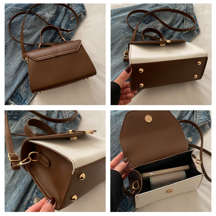 Women's Small Pu Leather Color Block Classic Style Square Magnetic Buckle Crossbody bag BAX display picture 32