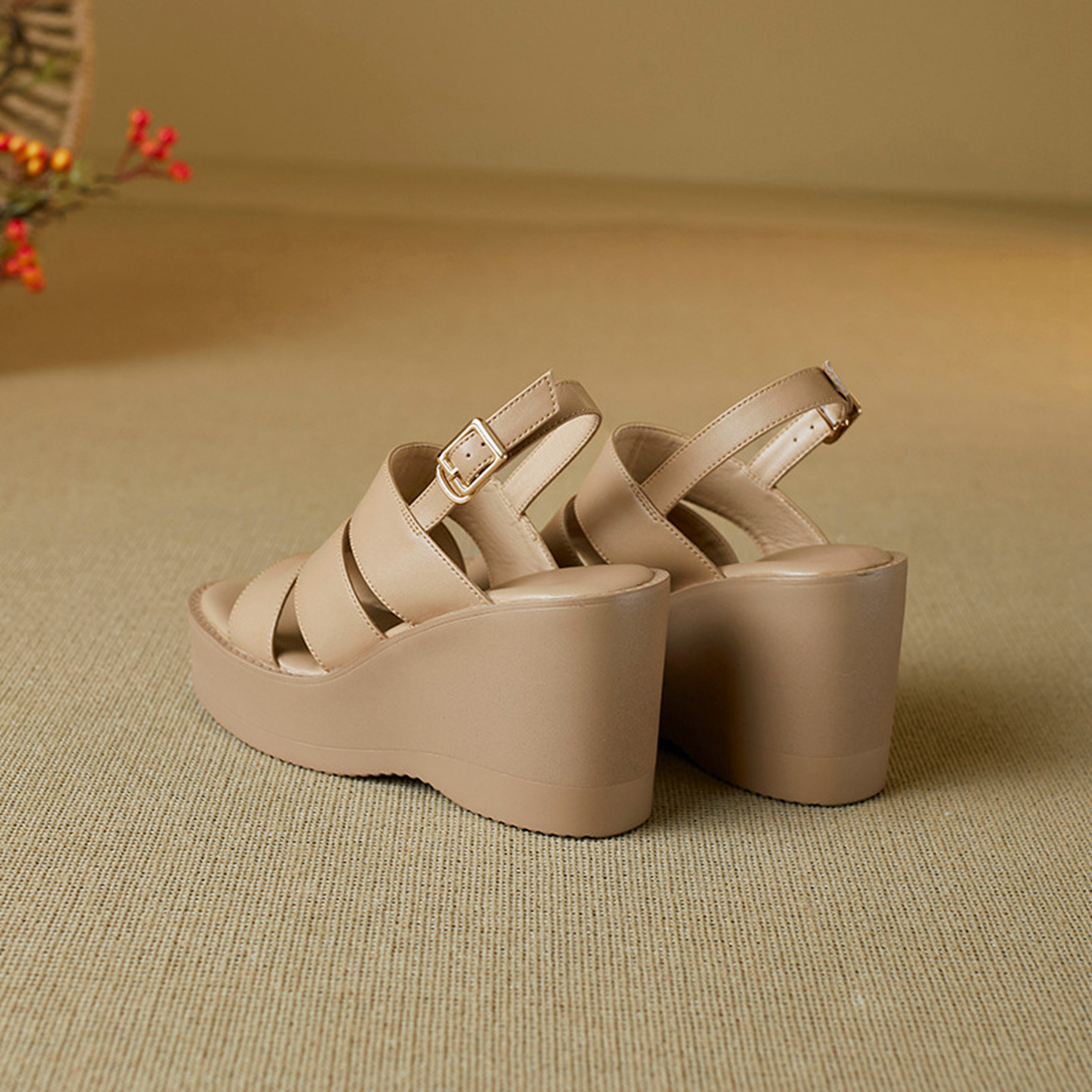 Sandal nữ mũi nhọn gót xuồng đế dày phong cách La Mã quai một dây — đen