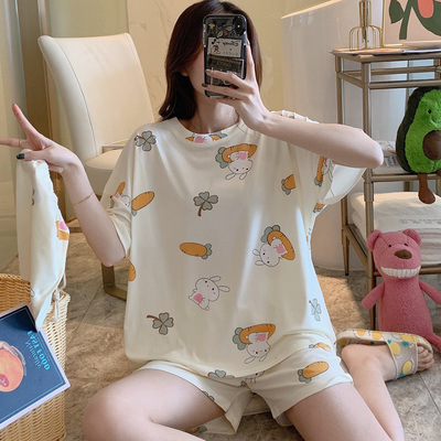 Pijama mujer verano suelto talla grande dulce y lindo estudiante pantalones cortos de manga corta se pueden usar trajes de servicio a domicilio coreanos