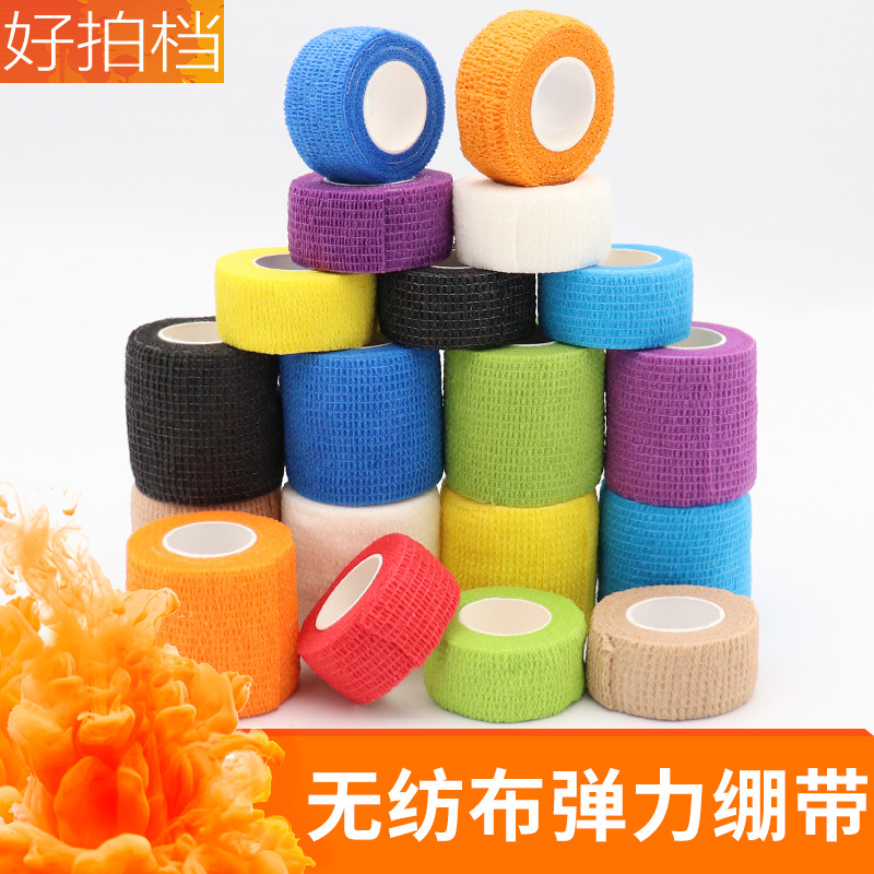 Máquina de tatuaje máquina de tatuaje bobinado cinta antideslizante dedo protección deportes sudor-absorción auto-adhesivo no tejido vendaje elástico