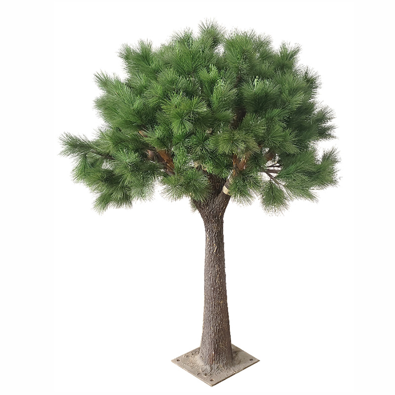 Simulación de pino de bienvenida Podocarpus, gran árbol, decoración de interiores, paisajismo, hermoso, gran paisaje de hotel, decoración de árboles falsos