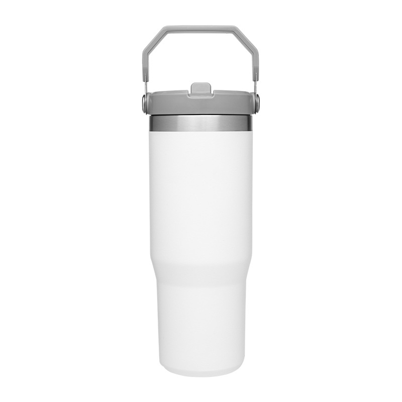 Nueva taza aislada de acero inoxidable 304, éxito de ventas transfronterizo, taza portátil con popote de 30 oz, taza de hielo para auto.