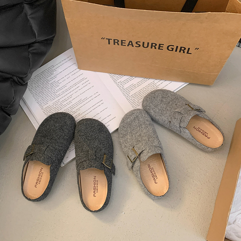 厚い底のベーケンの靴の女性の頭の半分のスリッパは2025新型の春と秋の女性の靴を履いています。|undefined