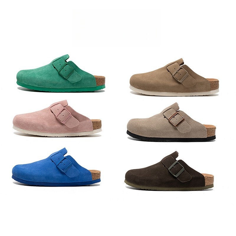 German Genuine Leather Birkenstock Shoes Casual Slip-On 2025 New Birkenstock Shoes Women's Cork Shoes Slip-On Closed-Toe Flat Shoes