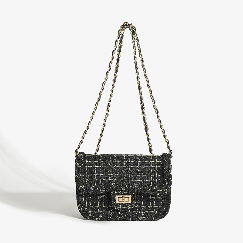 2023 spring new women's armpit bag small fragrant woolen chain bag high-end single shoulder crossbody bag small square bag_voghion.com