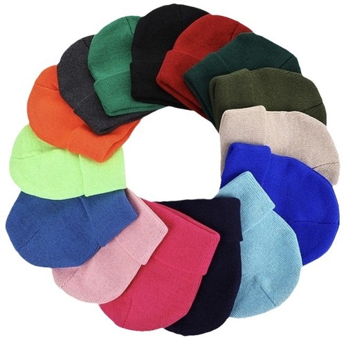 Knitted Hat Winter Unisex Warm Wool Beanie Crochet Edge Hat Outdoor Round Top Beanie Candy Wool Hat