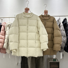 羽绒服女2025冬季新款韩系立领简约休闲中长款保暖加厚宽松外套