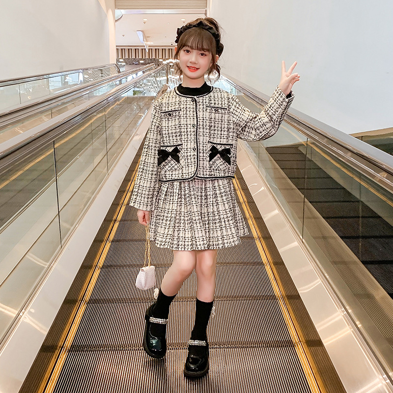 Set Dress 2023 Autumn New Children's Fashionable Middle and Big Girls' Net Red Small Fragrance_voghion.com