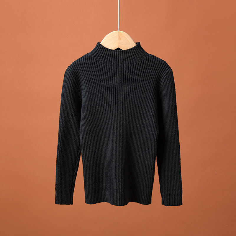 Suéter coreano de cuello alto para niños y niñas, camisa de punto para niños de mediano edad, invierno y otoño, chaqueta caliente de cuello alto