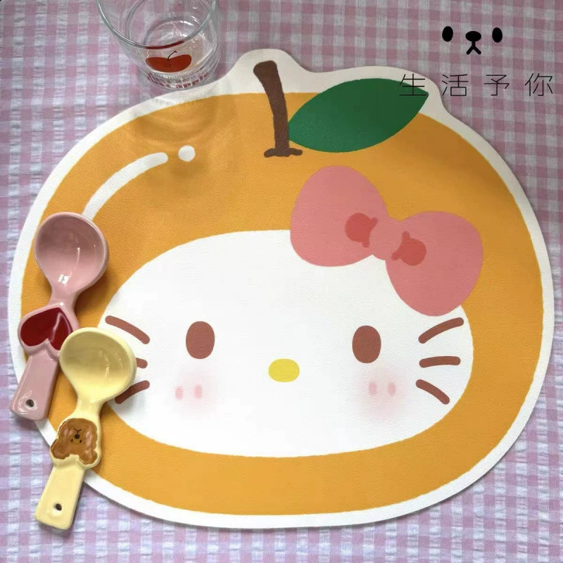 Салфетка для стола Hello Kitty, изоляционная подкладка, милая впитывающая воду, нескользящая, быстро сохнущая диатомовая грязевая подставка, место для посуды, коврик для кухонной стойки