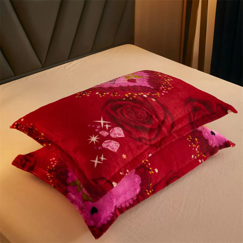 Coral flannel double-sided warm pillowcase for beloved for adults