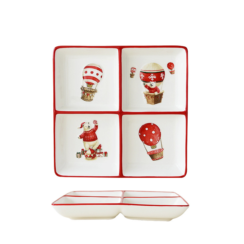 Función práctica de Navidad multijugador Plato de mesa serie de platos de oso polar de cerámica Amazon Plato de mesa transfronterizo