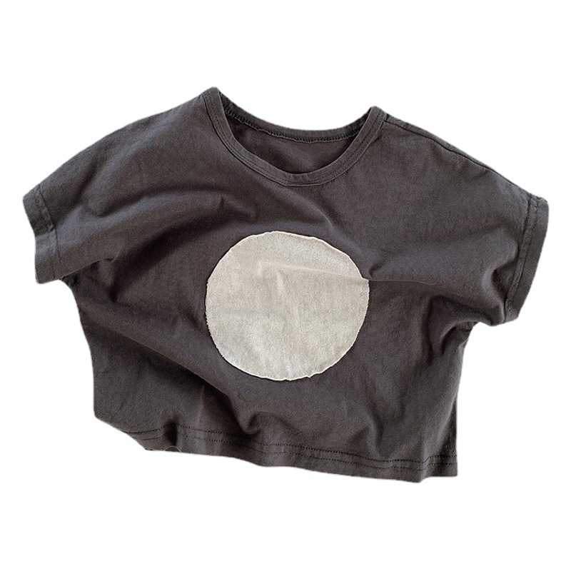 Camiseta de Corea del Sur para Niñas Ropa de verano de manga corta estilo coreano para niños estilo occidental media manga suelta bebé verano para niños color sólido top