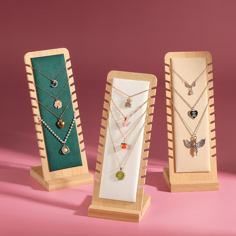 New Style Bamboo Wood Small Pendant Necklace Bracelet Sweater Chain Jewelry Stand Gem Display Hook Rack Booth Decorations Rack