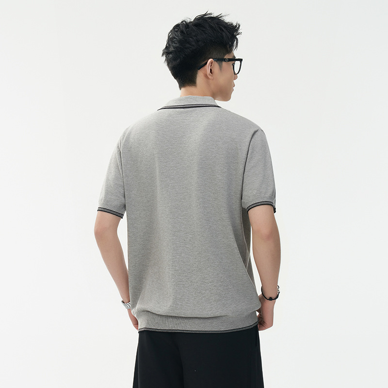 ZF8105-MM韩版翻领针织OLO衫老钱风夏季通勤时尚短袖T恤休闲,男装针织衫/毛衣,星座614