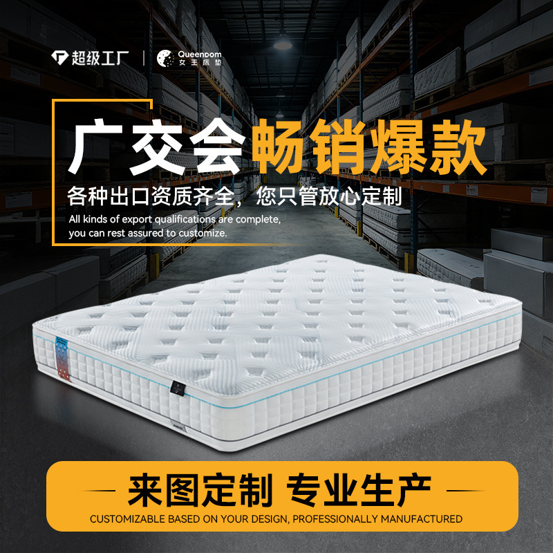 Export Factory Direct Sales Compressed Roll-Packed Mattress 28cm Simmons Apartment Homestay Hotel Spring Mattress Amazon