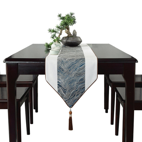 Marble table flag high precision splicing gold wire jacquard light luxury table flag living room conference room model room tassel