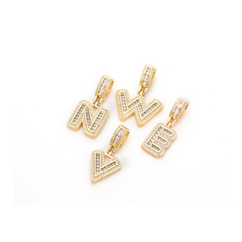 Cross-border Western and Eastern style candy crystal zirconium hip-hop letter pendant jewelry accessories men ABC letter necklace pendant