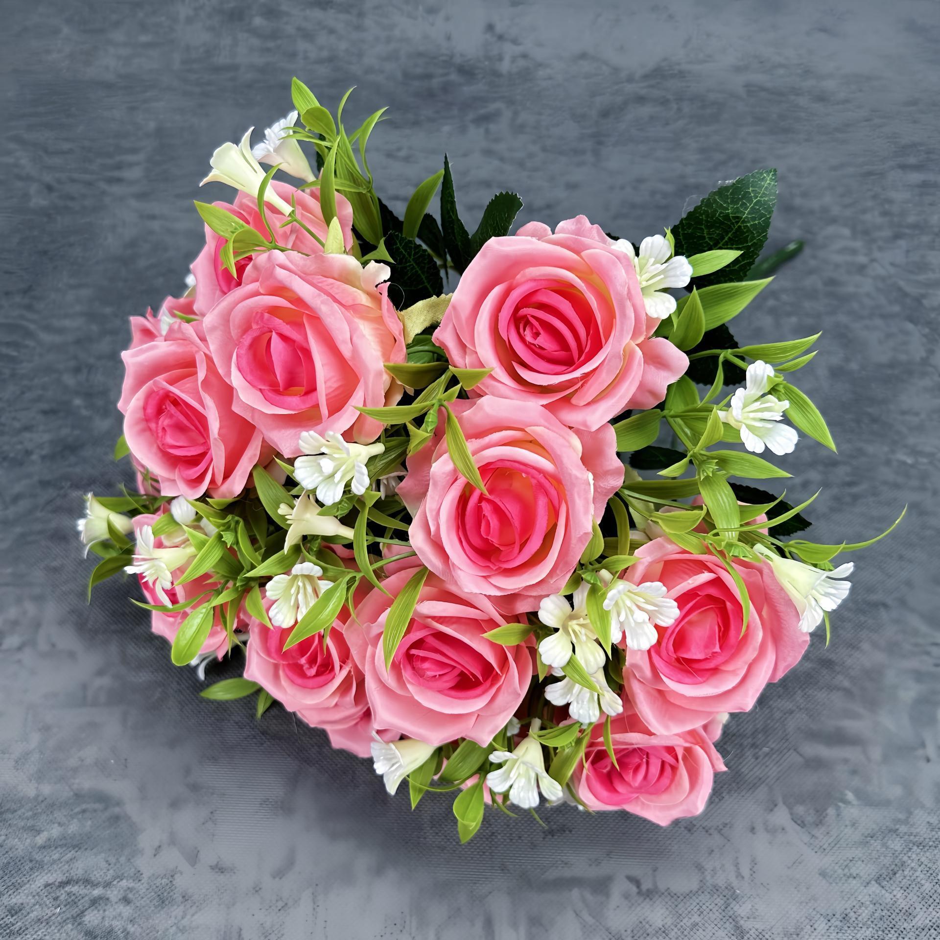 15 gran mano de la novia rosa imitación flores de boda decoración del hogar decoración de flores falsas transfronterizas al por mayor