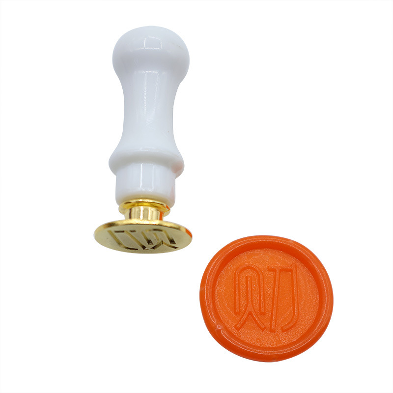 금속 재물 도장 헤드 + 흰색 원형 손잡이