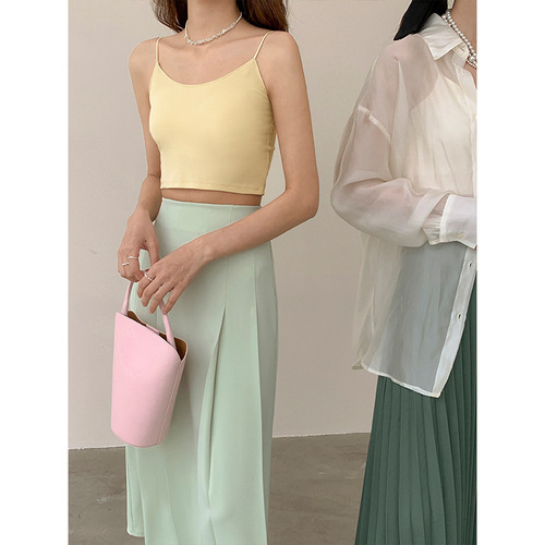 Love and Nancy Thirteen Lines Spring and Summer Original Versatile Solid Color U-neck Elastic Slim Suspender Beautiful Back Girl 81128